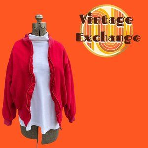 Chic Crimson Classic: Vintage Red Bomber Jacket